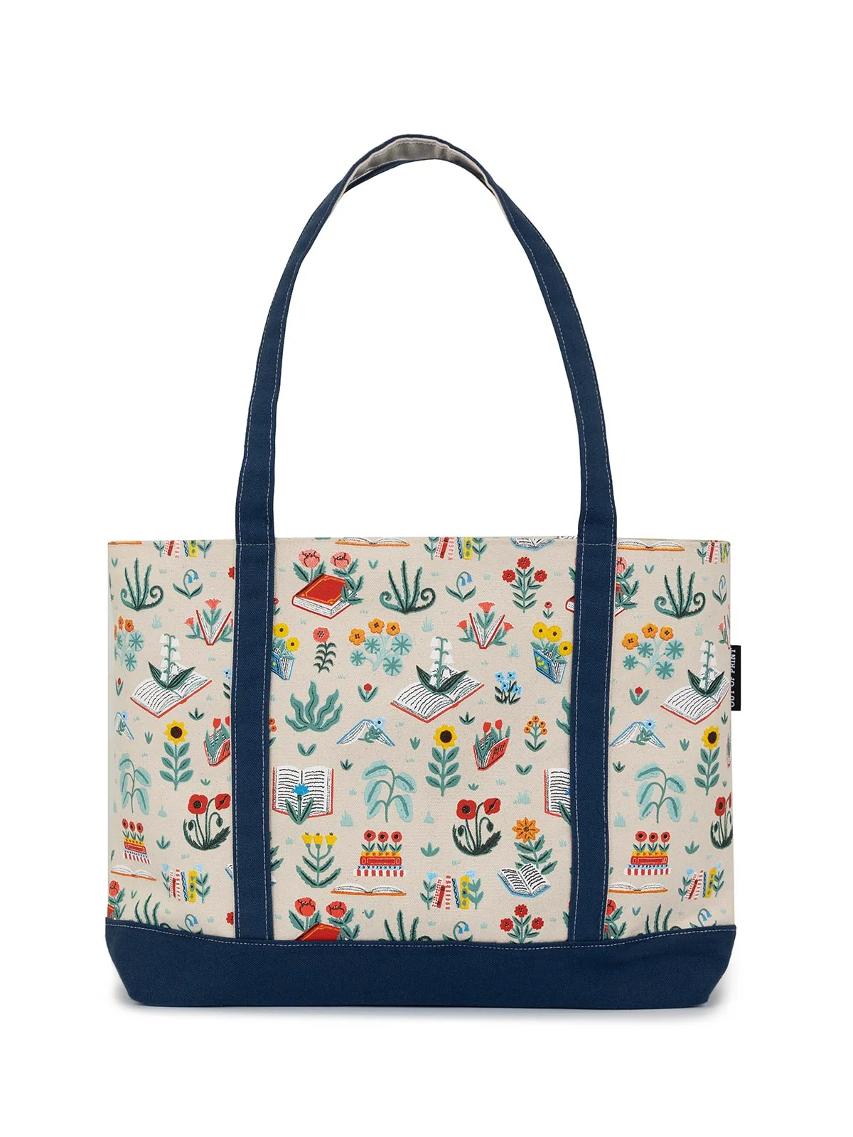 Books & Blooms large zippered tote bag - Image 3