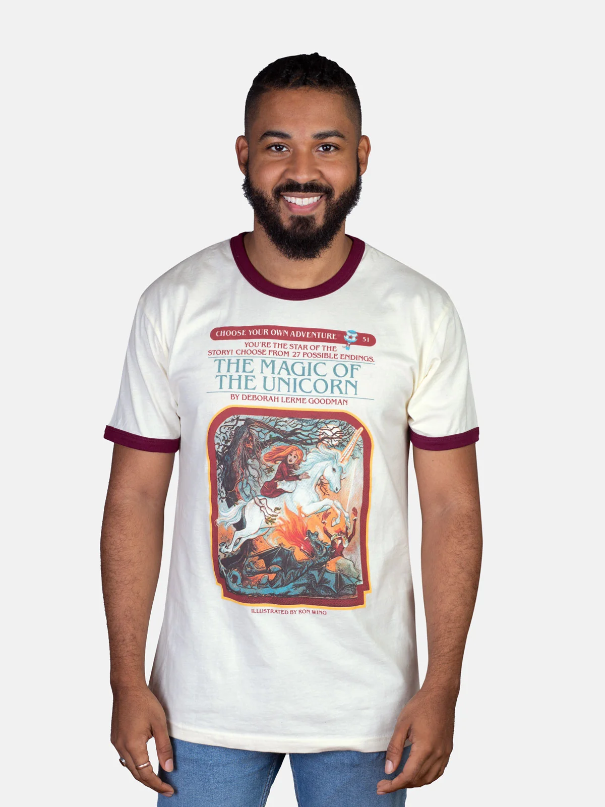 Choose Your Own Adventure: The Magic of the Unicorn unisex ringer t-shirt - Image 3