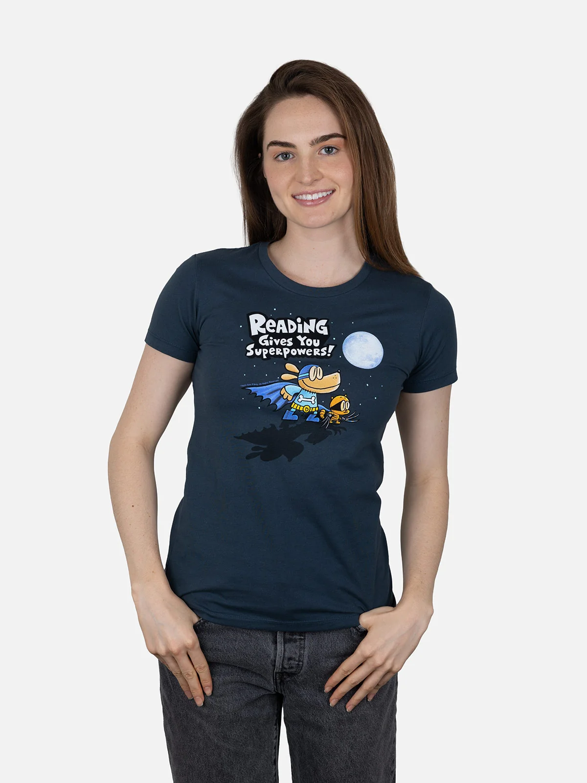 Dog Man: Reading Gives You Superpowers women's crew t-shirt - Image 2