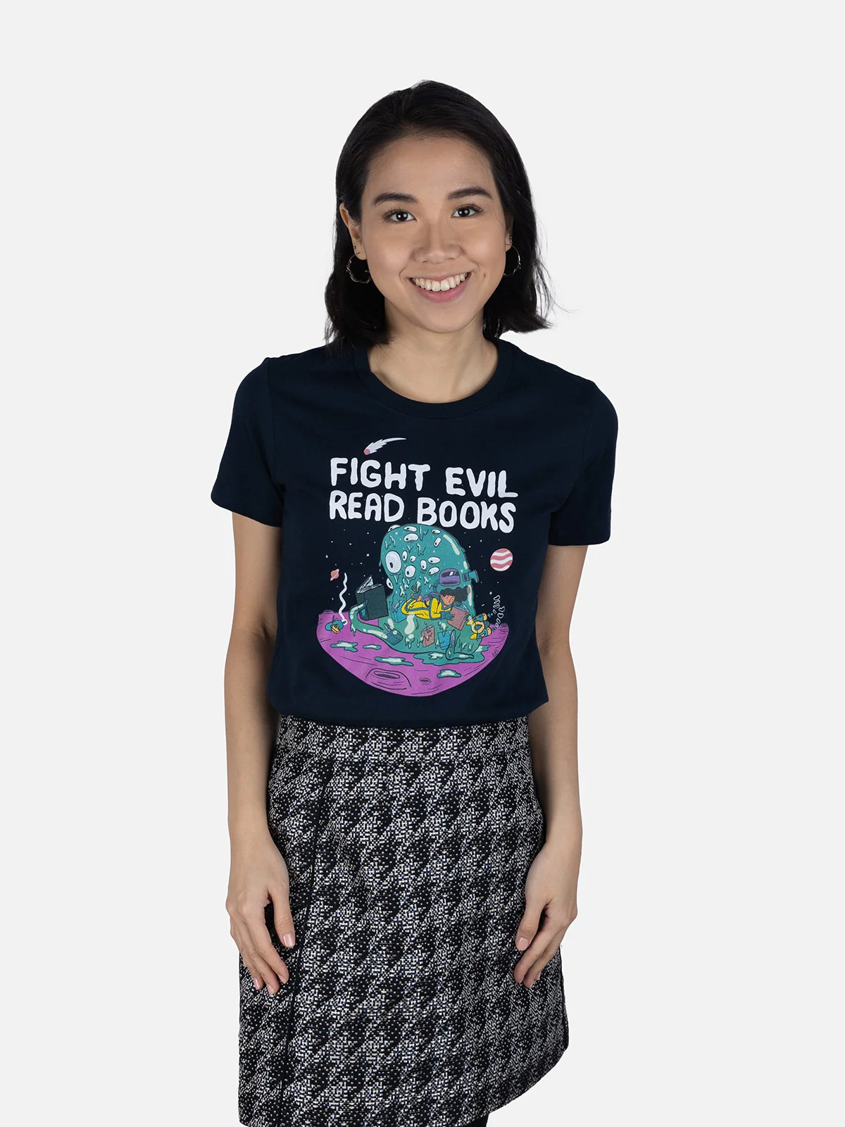 Fight Evil, Read Books women's crew t-shirt (2023) - Image 2