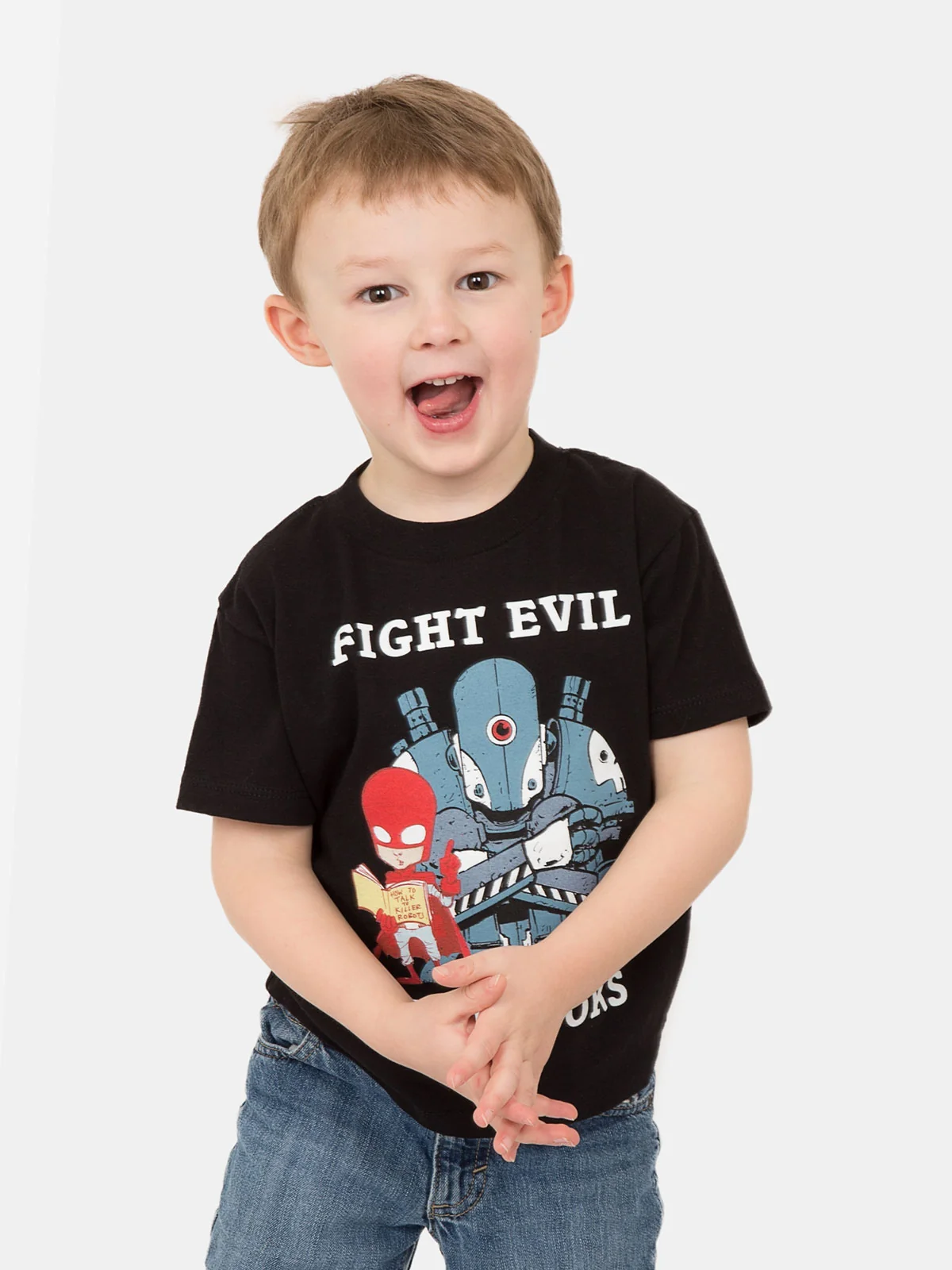 Fight Evil, Read Books kids' t-shirt - Image 2
