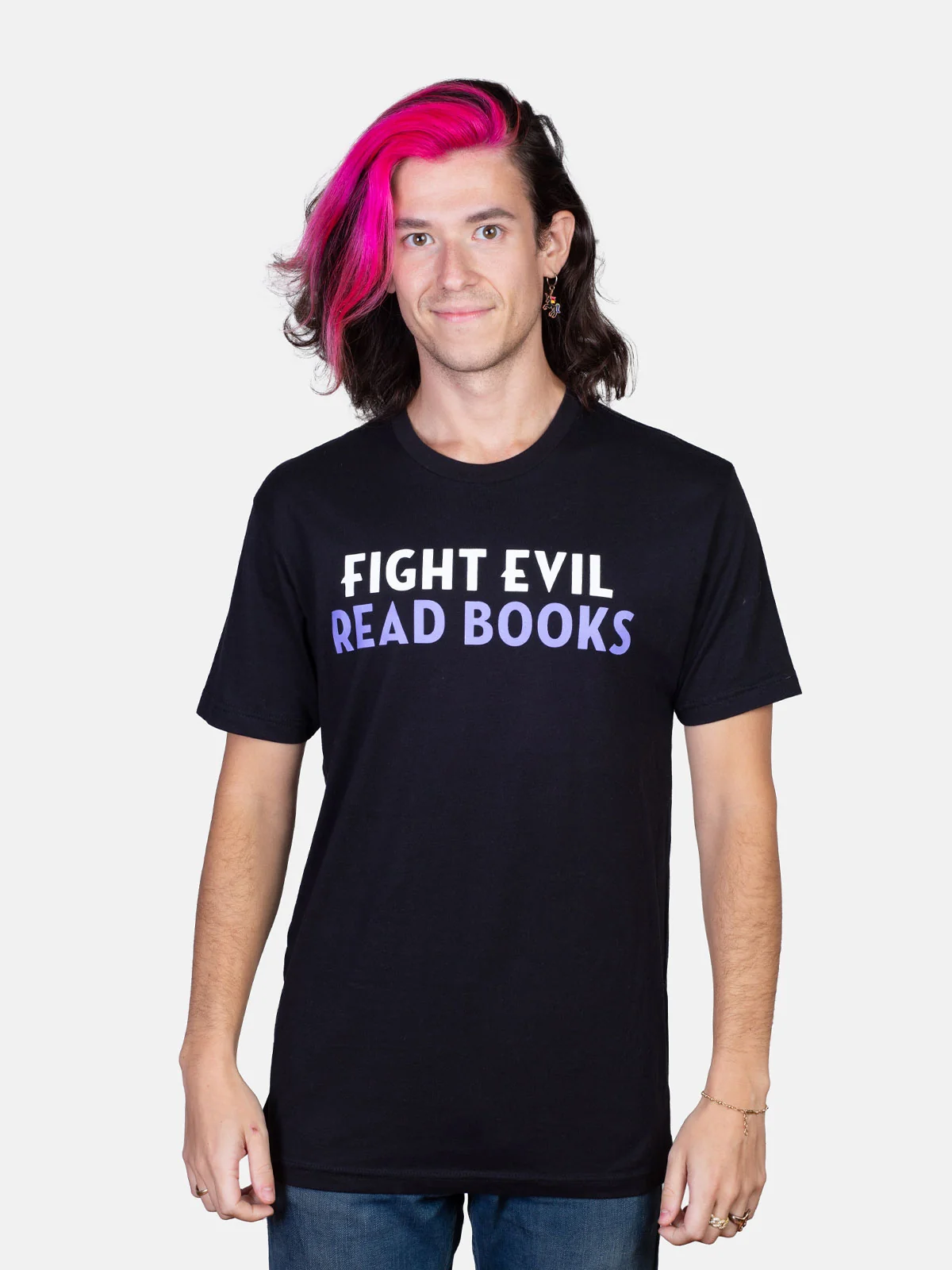 Fight Evil, Read Books unisex t-shirt - Image 2