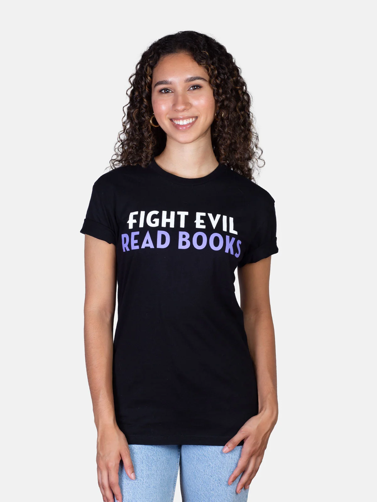 Fight Evil, Read Books unisex t-shirt - Image 3