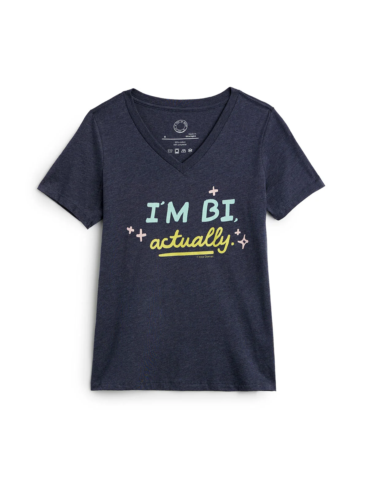 Heartstopper: I'm Bi Actually women's v-neck t-shirt (Print Shop)