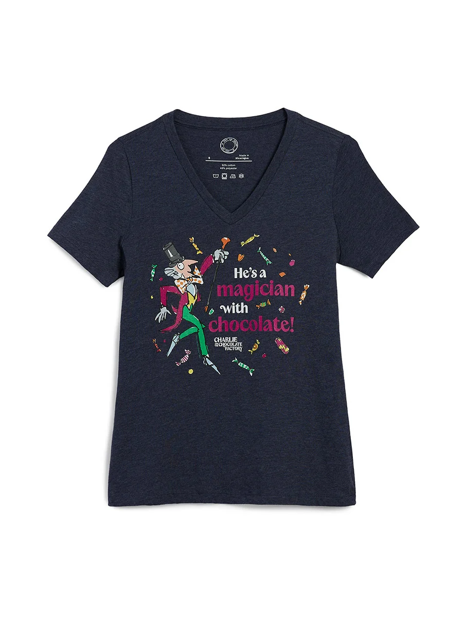 Charlie and the Chocolate Factory: Magician with Chocolate women's v-neck t-shirt (Print Shop)