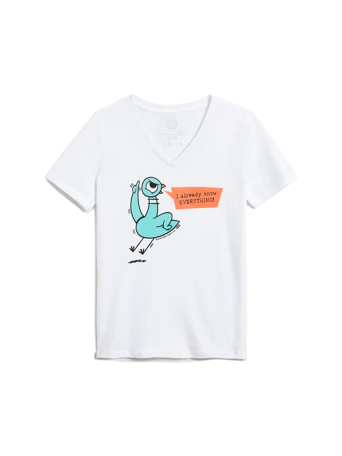 The Pigeon: I Already Know Everything women's v-neck t-shirt (Print Shop)