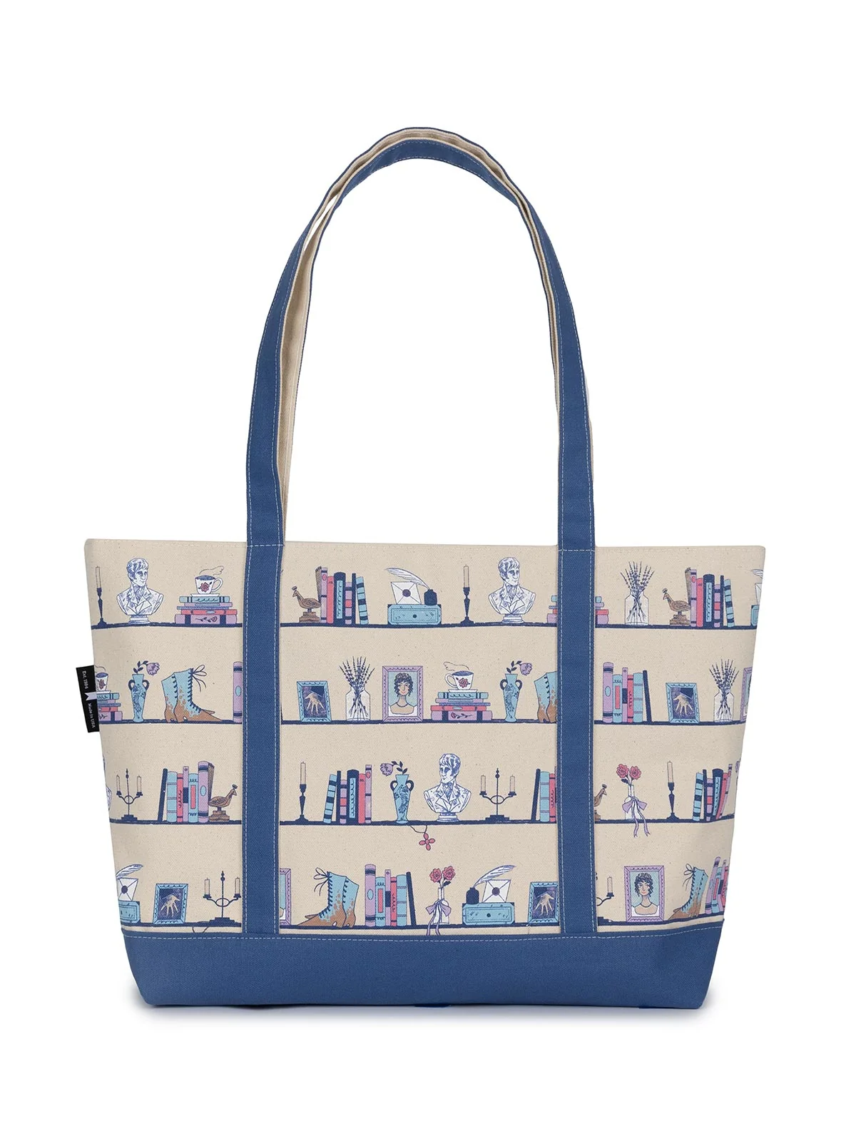 Pride and Prejudice Bookshelf large zippered tote - Image 2