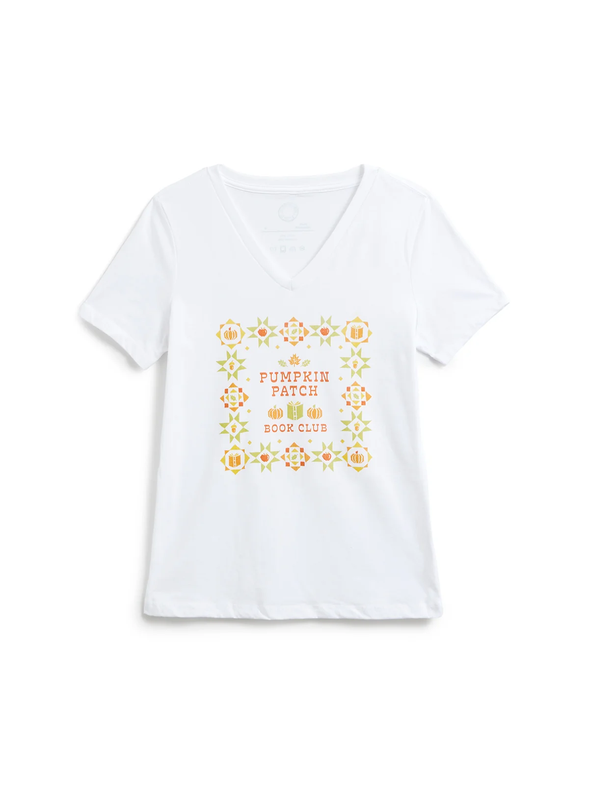 Pumpkin Patch Book Club women’s relaxed v-neck t-shirt (Print Shop)