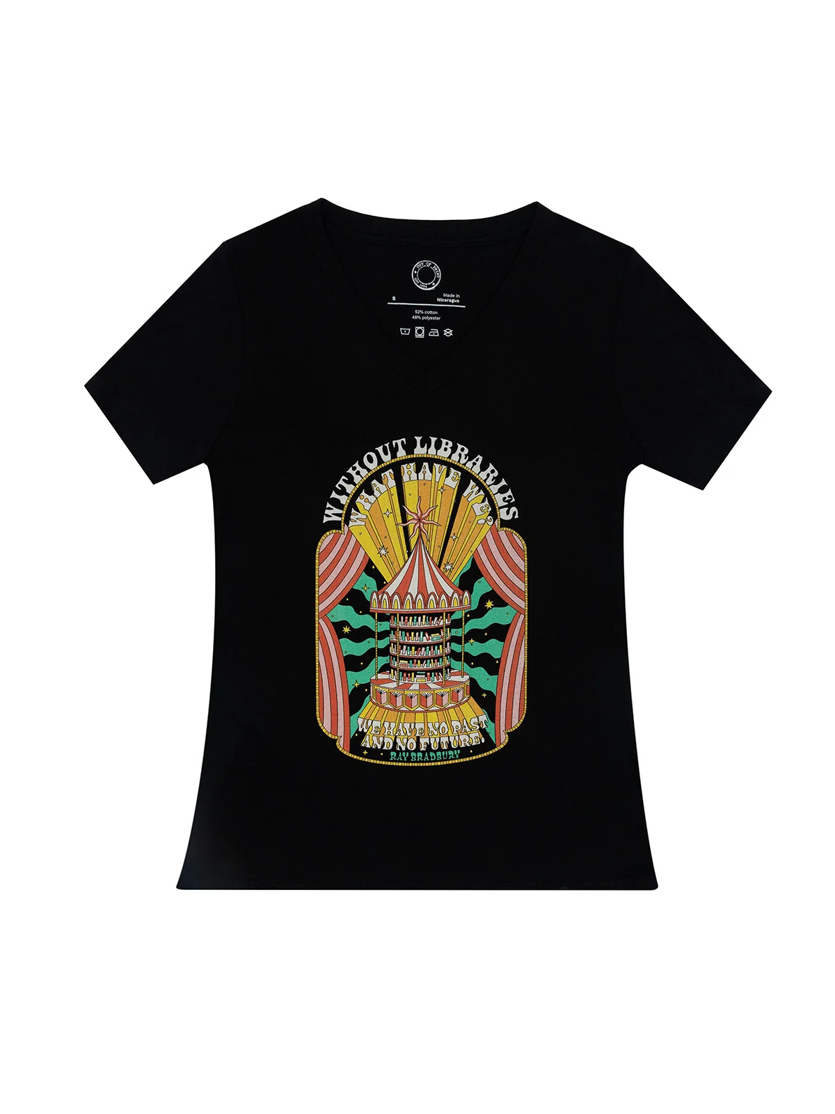 Ray Bradbury: Without Libraries women's v-neck t-shirt (Print Shop)