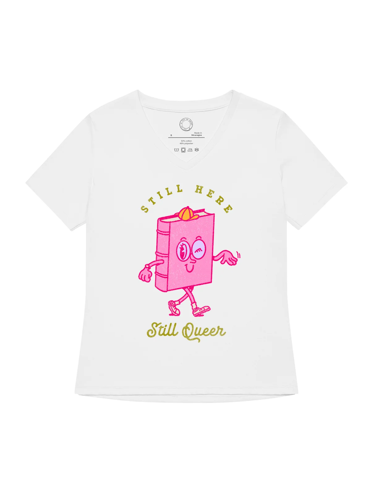 Still Here, Still Queer women's v-neck t-shirt (Print Shop)