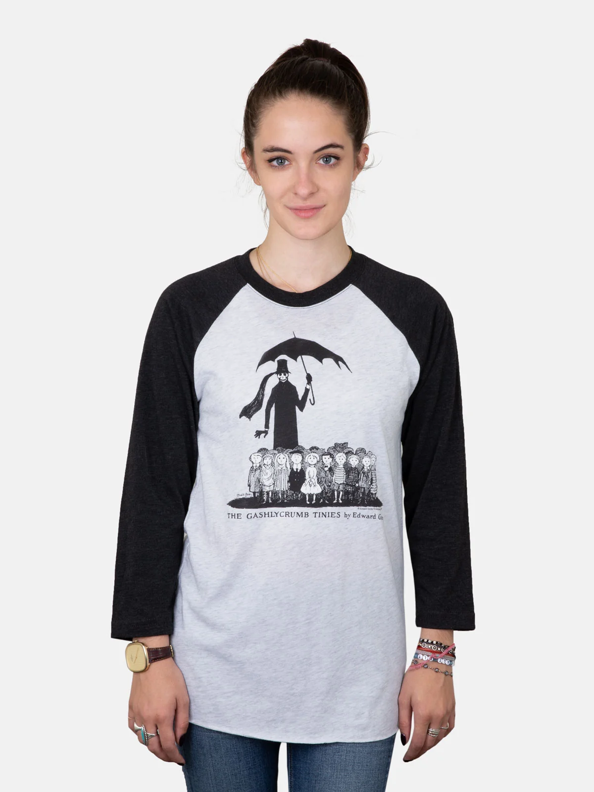 The Gashlycrumb Tinies Unisex 3/4-Sleeve Raglan - Image 3